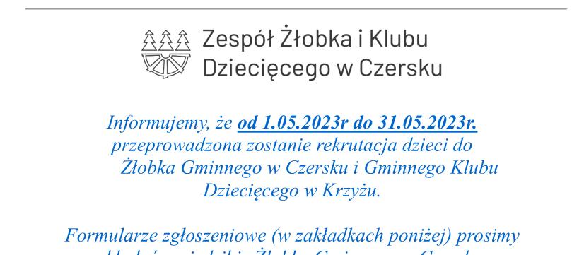 Rekrutacja do Zespołu Żłobka i Klubu Dziecięcego w Czersku